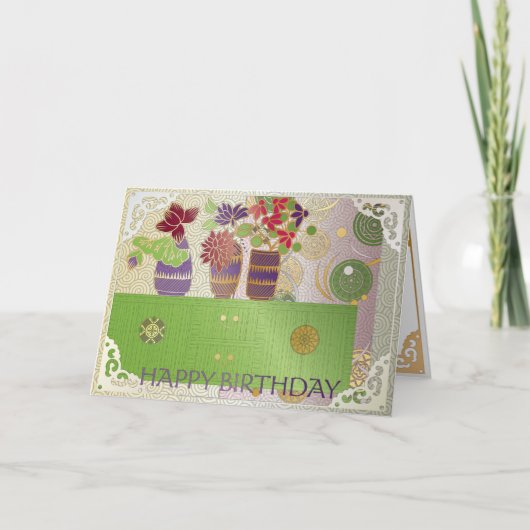 Mah Jongg Green Table Birthday Kaart (Voorkant)