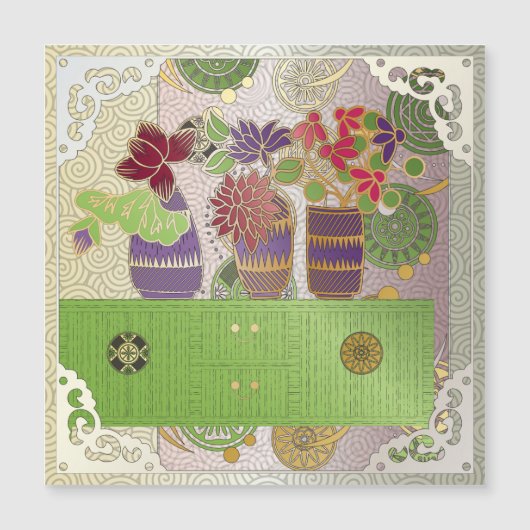 Mah Jongg Green Table Magnet Kaart (Voorkant)