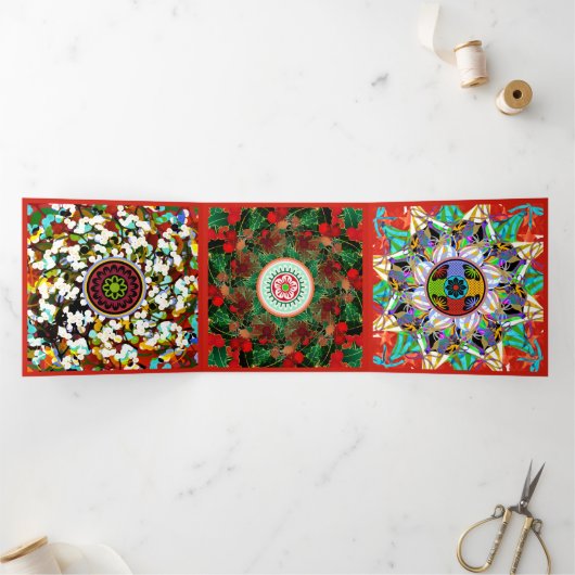 Mah Jongg Greetings Drieluik Kaart (Binnen)