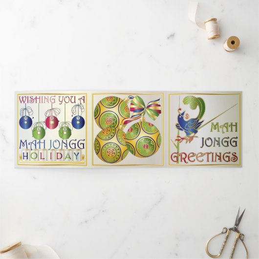 Mah Jongg Greetings Drieluik Kaart (Buitenkant)