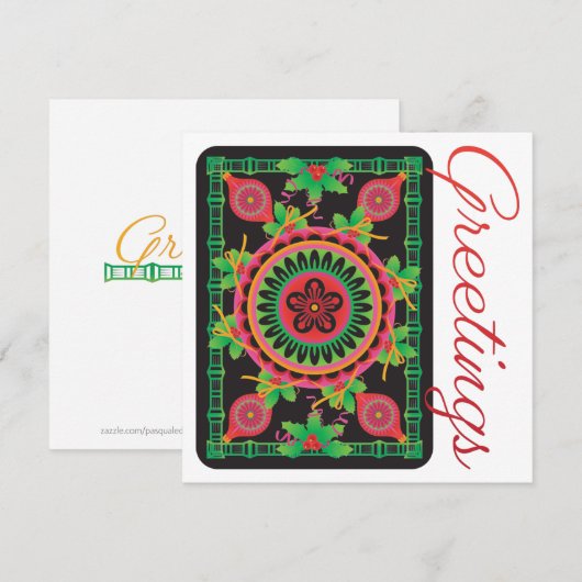 Mah Jongg Groeten Flat Kaart (Voorkant / Achterkant)