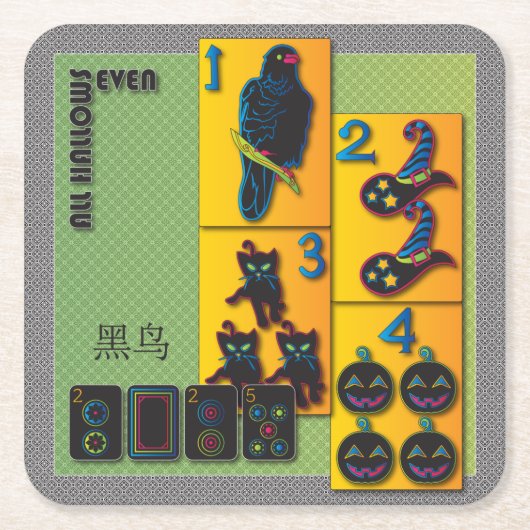 Mah Jongg Halloween Onderzetters (Voorkant)