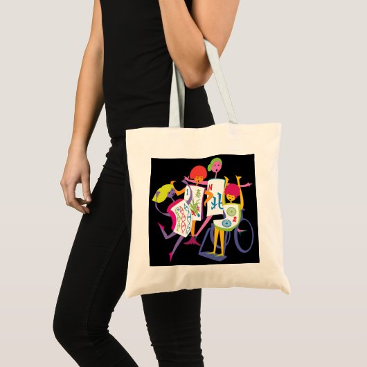 Mah Jongg Happy Dance Black Bag Tote Bag (Voorkant (product))