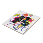 Mah Jongg Happy Dance White Tile Tegeltje (Zijkant)