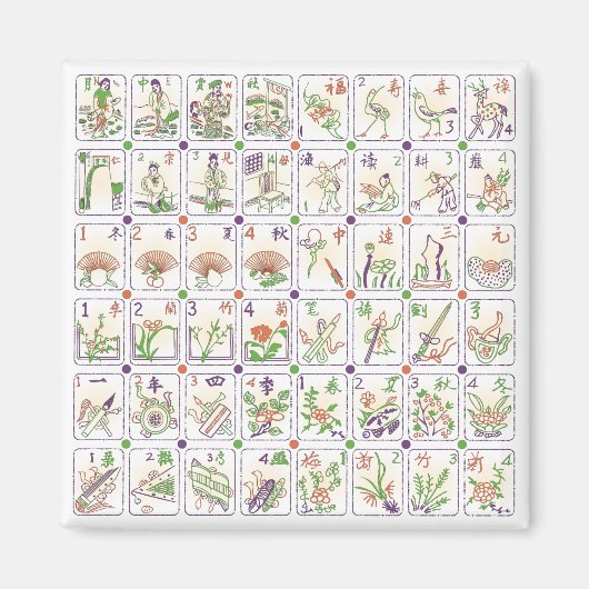 Mah Jongg Honor Tegels Magnet (Voorkant)