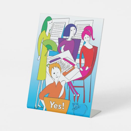 Mah Jongg Ja Tabelteken Reclamebord Met Voetstuk (Voorkant)