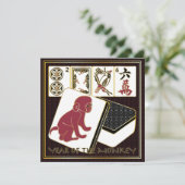 Mah Jongg Jaar van de aap Feestdagenkaart (Staand voorkant)