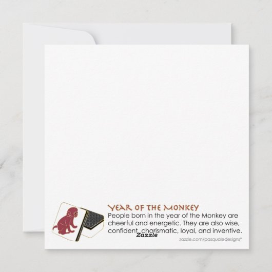 Mah Jongg Jaar van de aap Feestdagenkaart (Achterkant)