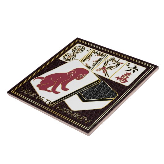 Mah Jongg Jaar van de aap Tegeltje (Zijkant)