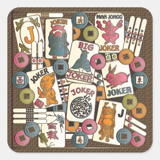 Mah Jongg Jokers Vierkante Sticker (Voorkant)