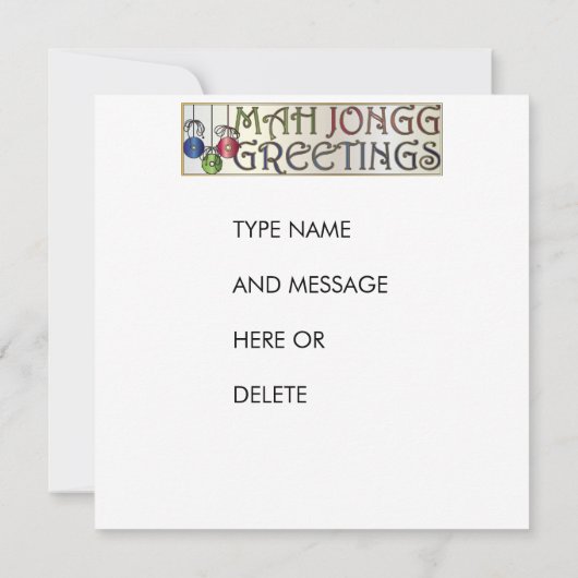 Mah Jongg Kerst Bettors Uitnodiging/Kaart Kaart (Achterkant)