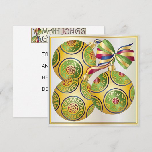 Mah Jongg Kerst Ornamenten Uitnodiging/Kaart Kaart (Voorkant / Achterkant)