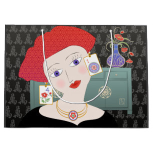 Mah Jongg Lady 01 Gift Bag Groot Cadeauzakje