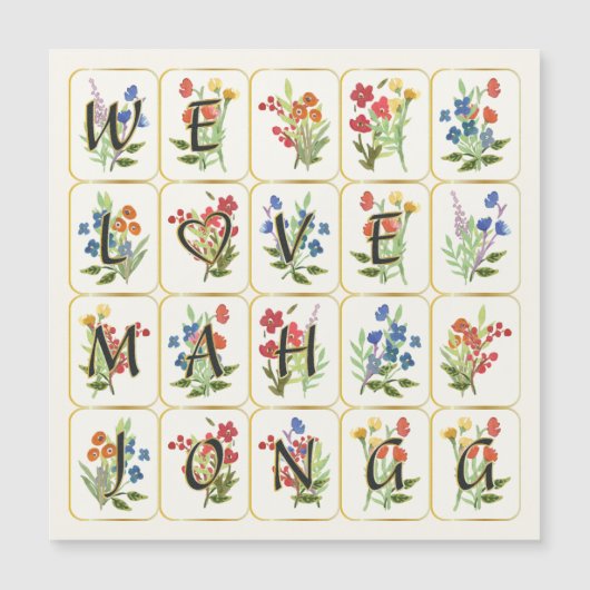 Mah Jongg Liefde Magnet Kaart Magnetische Uitnodiging (Voorkant)