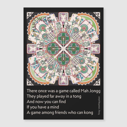 Mah Jongg Limerick Kong Magnet Kaart (Voorkant)