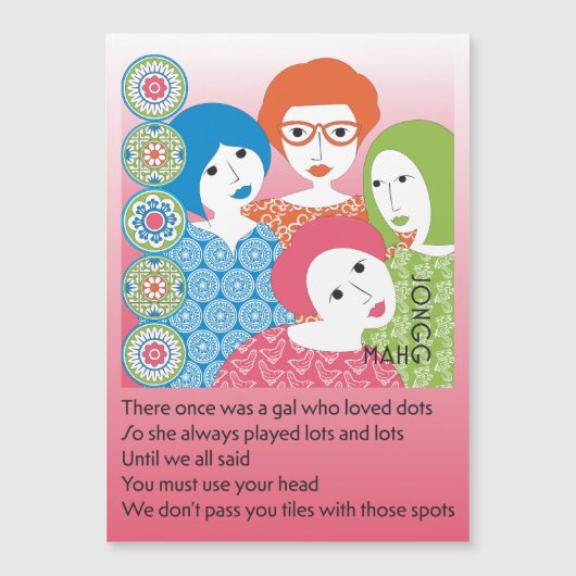 Mah Jongg Limerick Stippen Magnet Kaart (Voorkant)