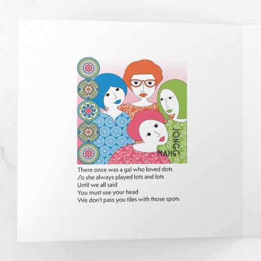 Mah Jongg Limericks 2 Drievoudige Kaart (Binnenzijde eerst)