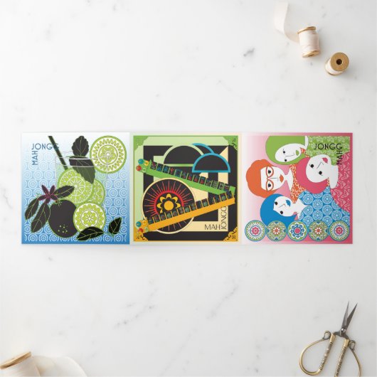 Mah Jongg Limericks 2 Drievoudige Kaart (Buitenkant)