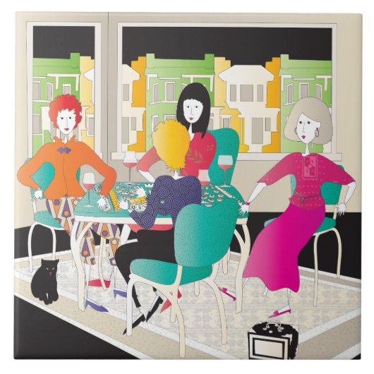 Mah Jongg Mahj Night2 Tegeltje (Voorkant)