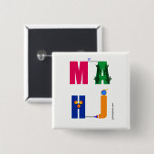 Mah Jongg MAHJ pin. Vierkante Button 5,1 Cm (Voorkant /achterkant)