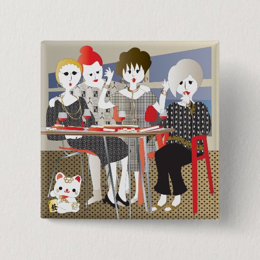 Mah Jongg MAHJ! Vierkante Button 5,1 Cm (Voorkant)