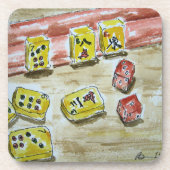 Mah Jongg (mahjong) 6 Plastic Onderzetters met kur (Voorkant)