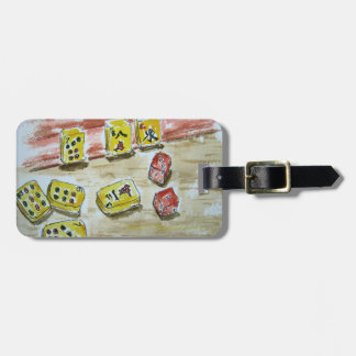 Mah Jongg (mahjong) Bagagelabel met lederen riem