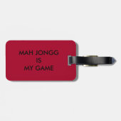 Mah Jongg (mahjong) Bagagelabel met lederen riem (Achterkant horizontaal)