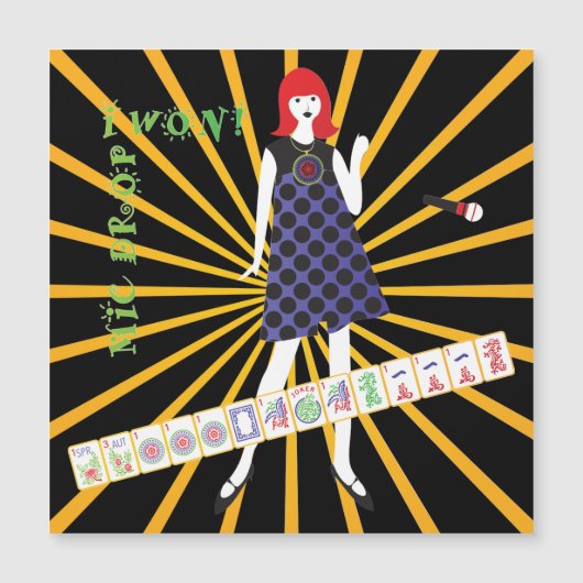 Mah Jongg Mic Drop Magnet Kaart Magnetische Uitnodiging (Voorkant)