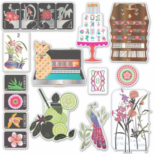 Mah Jongg Mix03 Vinyl Stickers (Voorkant)