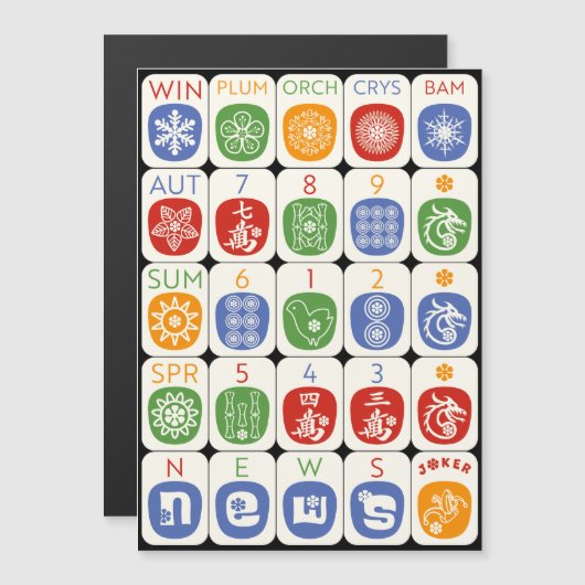 Mah Jongg Modern Magnet Card (Voorkant / Achterkant)