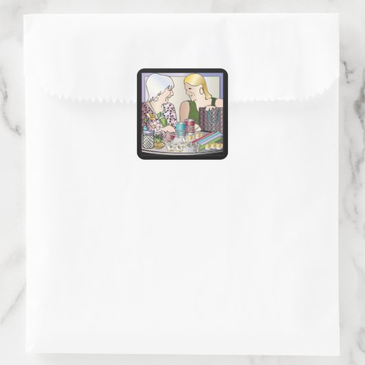 Mah Jongg Moederdag Vierkante Sticker (Tas)