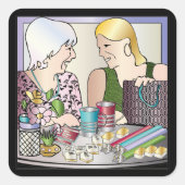 Mah Jongg Moederdag Vierkante Sticker (Voorkant)