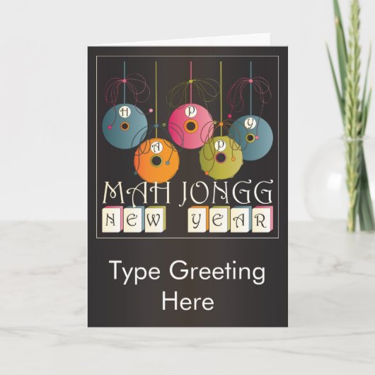 Mah Jongg New Years Feestdagen Kaart (Voorkant)