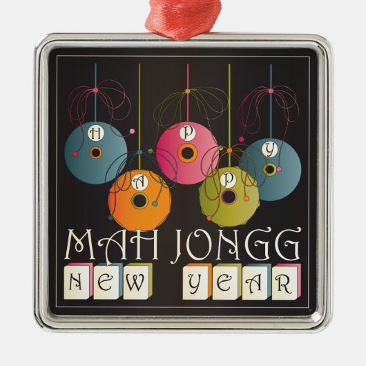 Mah Jongg New Years Metalen Ornament (Voorkant)