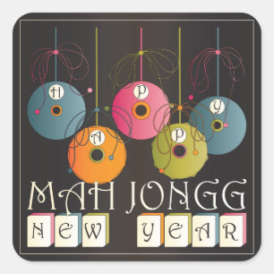 Mah Jongg New Years Vierkante Sticker