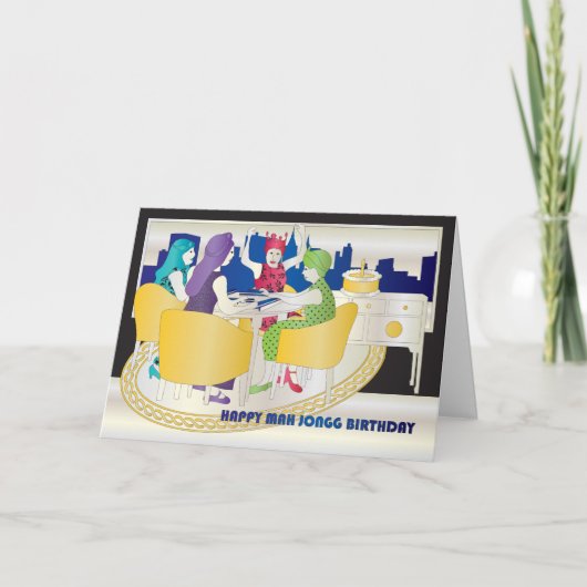 Mah Jongg New York Verjaardag Kaart (Voorkant)