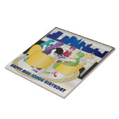 Mah Jongg New York Verjaardag Tegel Tegeltje (Zijkant)