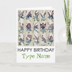 Mah Jongg One Bam Birds Birthday Kaart