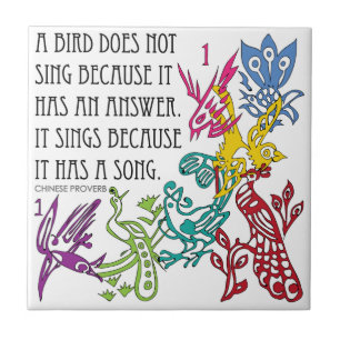 Mah Jongg One Bams Birds/Proverb Tile Tegeltje