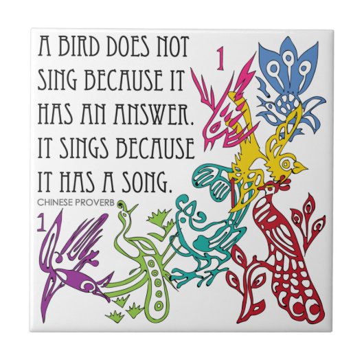 Mah Jongg One Bams Birds/Proverb Tile Tegeltje (Voorkant)