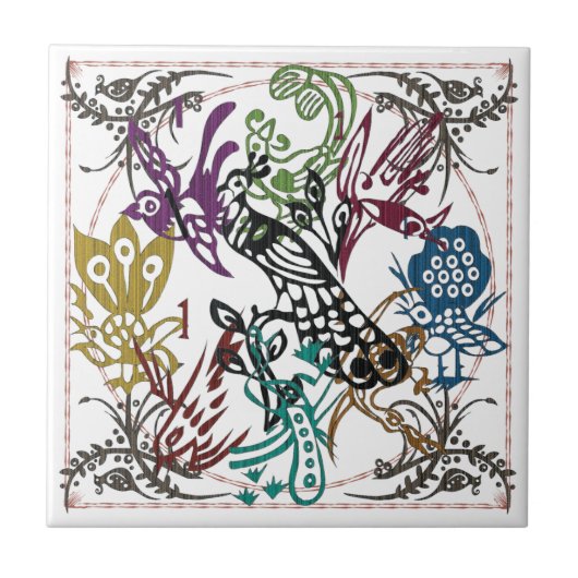 Mah Jongg One Bams Birds Tile Tegeltje (Voorkant)