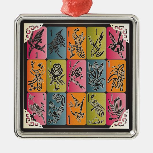 Mah Jongg One Bams Metalen Ornament (Voorkant)
