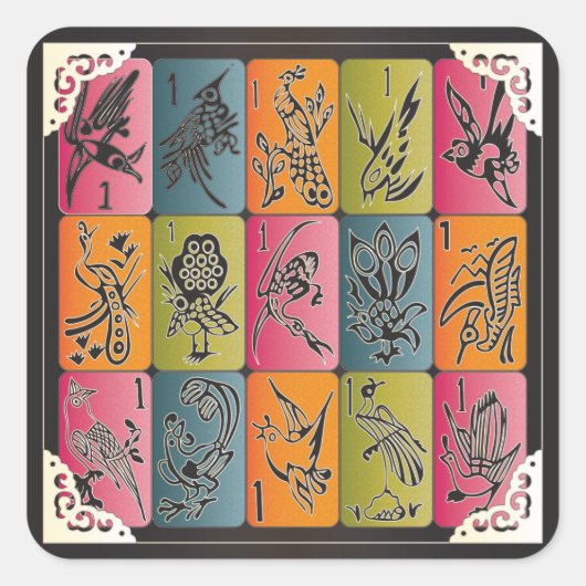 Mah Jongg One Bams Vierkante Sticker (Voorkant)