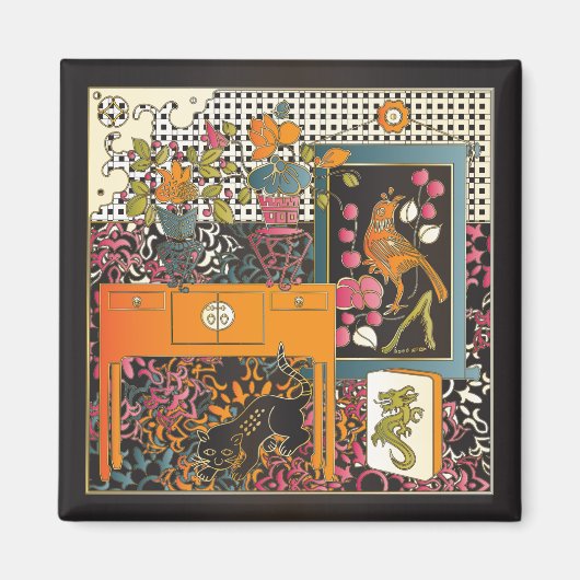 Mah Jongg Oranje Table Magneet (Voorkant)