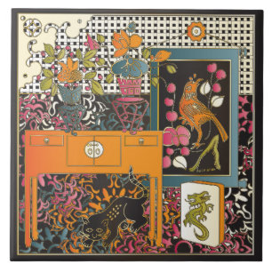 Mah Jongg Oranje Table Tegeltje