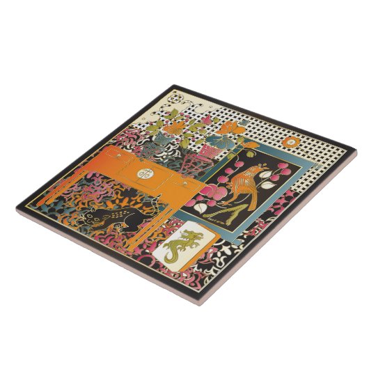 Mah Jongg Oranje Table Tegeltje (Zijkant)