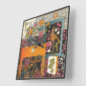 Mah Jongg Oranje Table Vierkante Klok (Hoek)