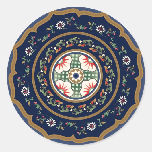 Mah Jongg Pattern Classic Round Sticker (Voorkant)