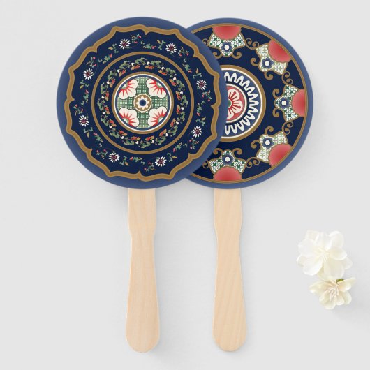 Mah Jongg Pattern Handwaaier (Voorkant en achterkant)